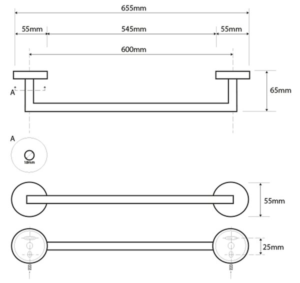 Sapho Sapho, X-STEEL držák na ručníky 655mm, broušená nerez, XS402