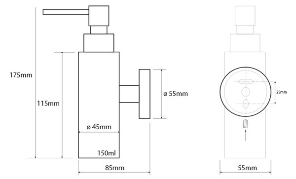 Sapho Sapho, X-STEEL dávkovač tekutého mýdla 150ml, broušená nerez, XS100