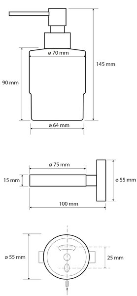 Sapho Sapho, X-ROUND dávkovač tekutého mýdla MINI 200ml, chrom, XR103
