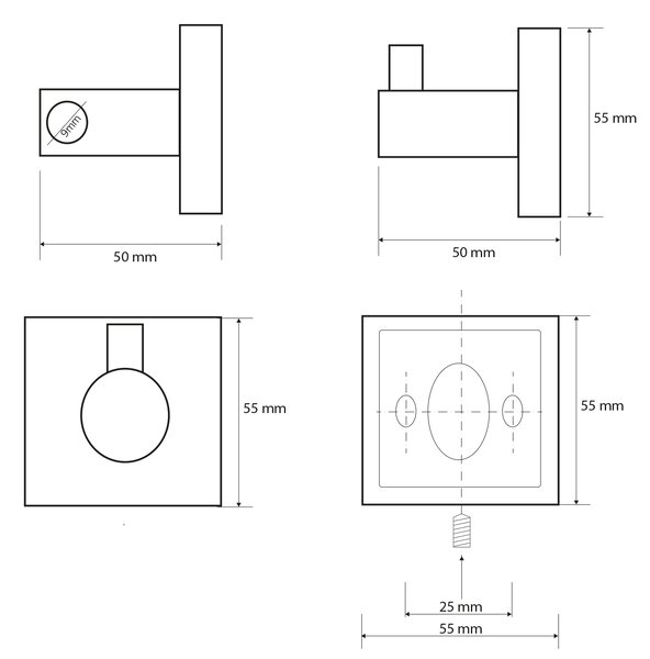 Sapho Sapho, X-SQUARE háček, chrom, XQ203