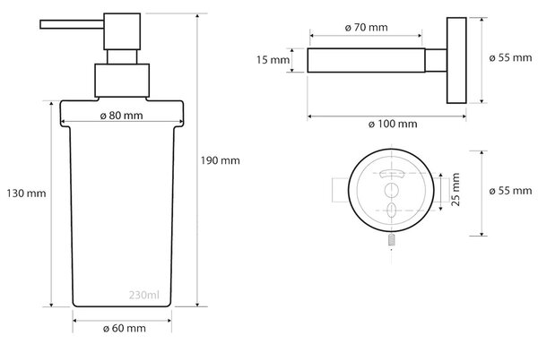 Sapho Sapho, X-STEEL dávkovač tekutého mýdla 250ml, broušená nerez, XS101