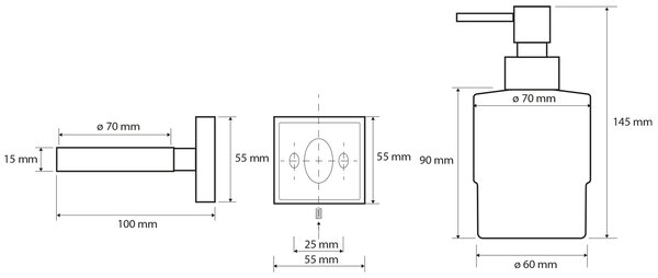 Sapho Sapho, X-SQUARE dávkovač mýdla MINI 200 ml, chrom, XQ101