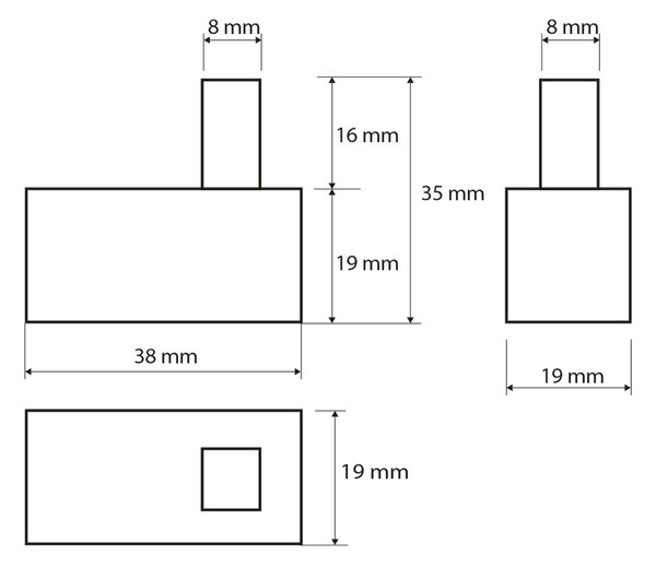 Sapho Sapho, X-SQUARE háček hranatý, chrom, XQ202