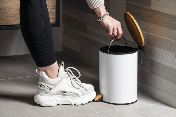 Aqualine Aqualine, BAMBUS odpadkový koš kulatý 5l, bílá, BI007