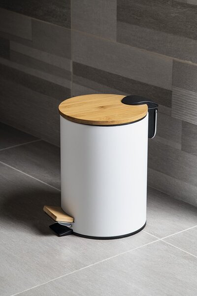 Aqualine Aqualine, BAMBUS odpadkový koš kulatý 5l, bílá, BI007
