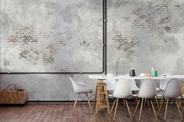 Fototapety Textura omítky ve stylu grunge s fragmenty obnažených cihel, Fototapety Průmyslový styl, w05161 : uwalls.cz