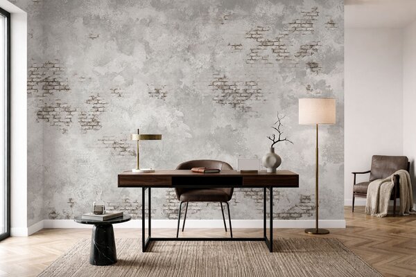 Fototapety Textura omítky ve stylu grunge s fragmenty obnažených cihel, Fototapety Průmyslový styl, w05161 : uwalls.cz