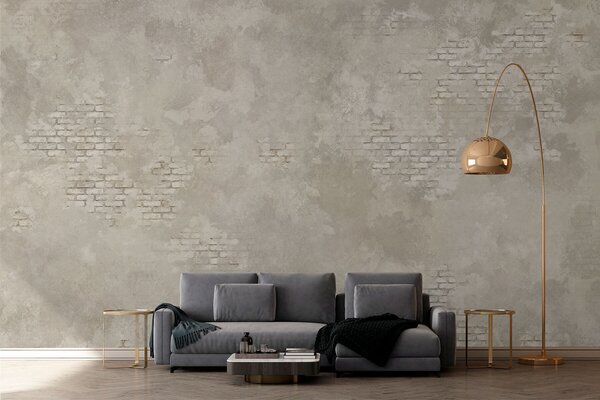 Fototapety Světlá omítka ve stylu grunge s prvky obnažených cihel, Fototapety Průmyslový styl, w05161v1 : uwalls.cz