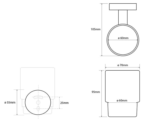 Sapho Sapho, X-ROUND COPPER sklenice, mléčné sklo, měď mat, XR903PG