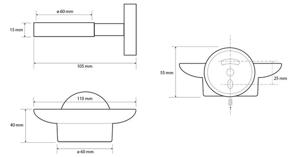 Sapho Sapho, X-ROUND COPPER mýdlenka, mléčné sklo, měď mat, XR803PG
