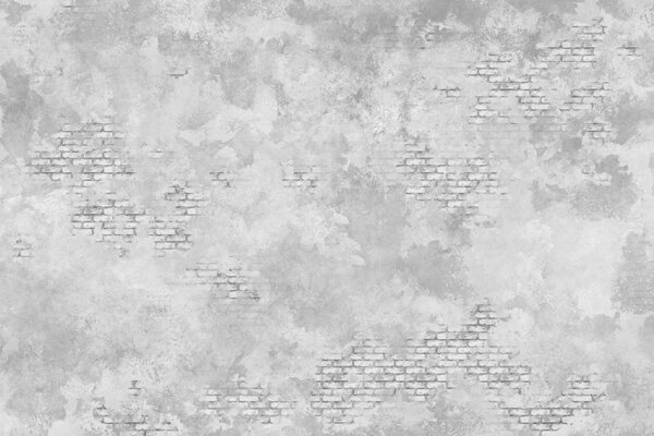 Fototapety Šedá omítka ve stylu grunge s prvky obnažených cihel, Fototapety Průmyslový styl, w05161v2 : uwalls.cz