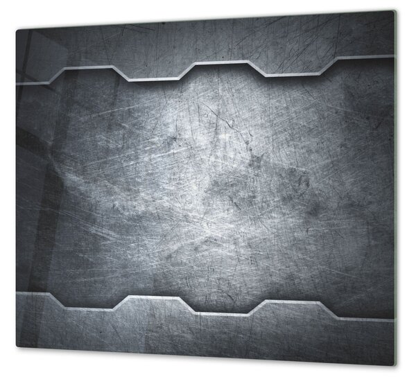 Skleněný kryt na sporák šedý kov - 52x60cm / S lepením na zeď