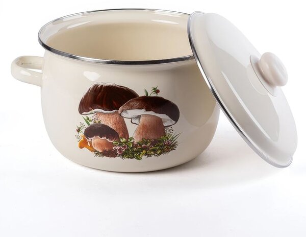 Smaltovaný hrnec s poklicí HOUBY 3,5 l
