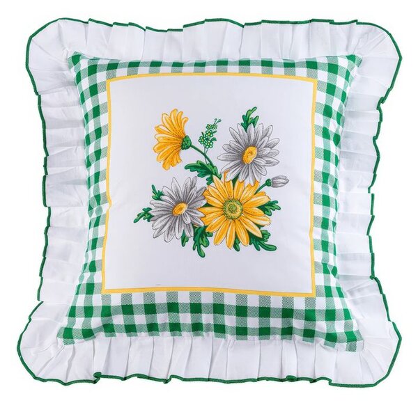 Sada 2 ks povlaků na polštářky s volánem GERBERA 40 x 40 cm