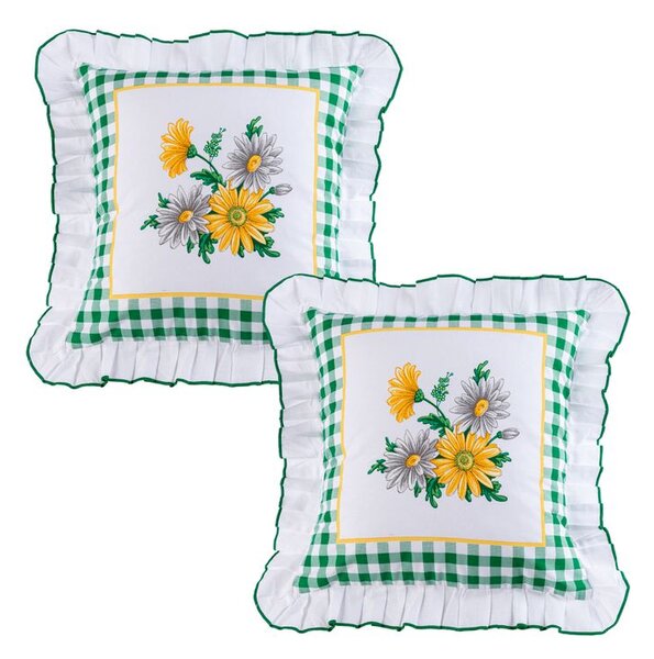 Sada 2 ks povlaků na polštářky s volánem GERBERA 40 x 40 cm