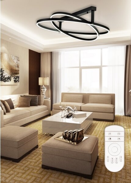 Top Light - LED Stmívatelný přisazený lustr SATURN 2xLED/25W/230V černá + DO