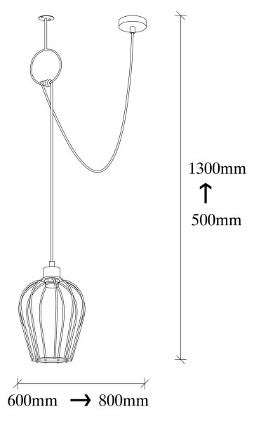 Lustr na lanku TEL 1xE27/40W/230V