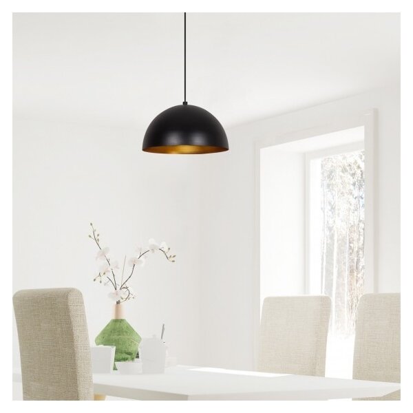Lustr na lanku SIVANI 1xE27/40W/230V pr. 30 cm černá/měděná