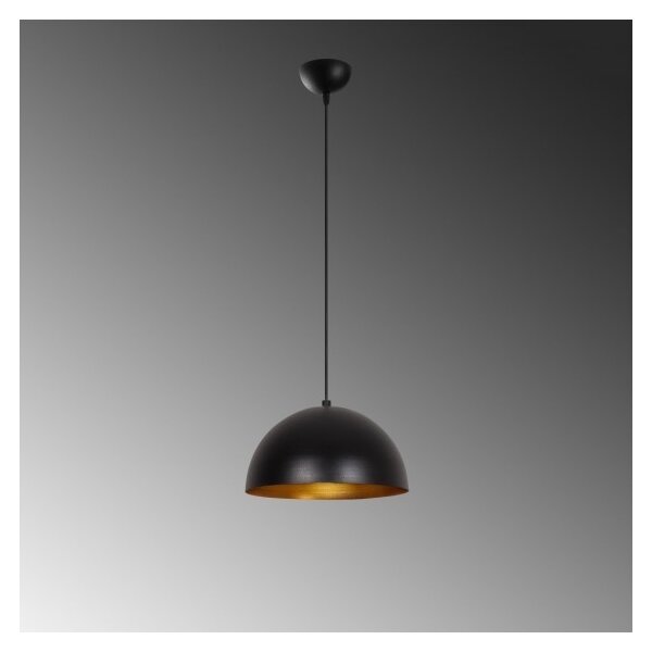 Lustr na lanku SIVANI 1xE27/40W/230V pr. 30 cm černá/měděná