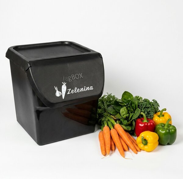 VILDE Úložný box na brambory a cibuli s větráním, VEGBOX šedý (14l - 10kg brambor)