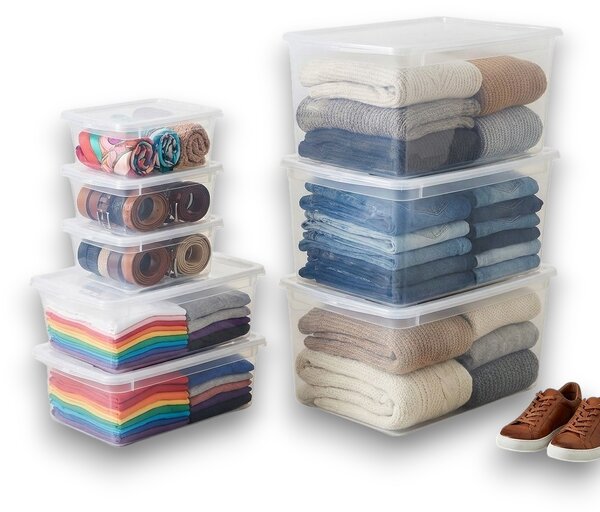 Keeeper Sada úložných boxů s víkem BEA Clearbox (3 x 1,7L, 2 x 5,5L, 3 x 18L), 39 x 33,5 x 25 cm