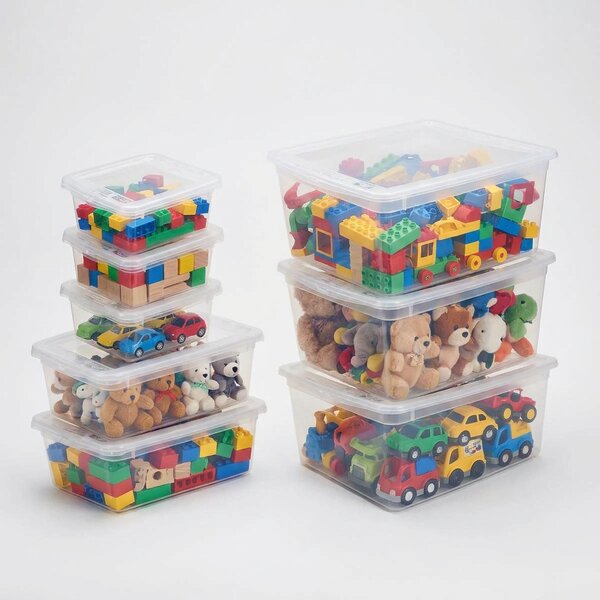 Keeeper Sada úložných boxů s víkem BEA Clearbox (3 x 1,7L, 2 x 5,5L, 3 x 18L), 39 x 33,5 x 25 cm