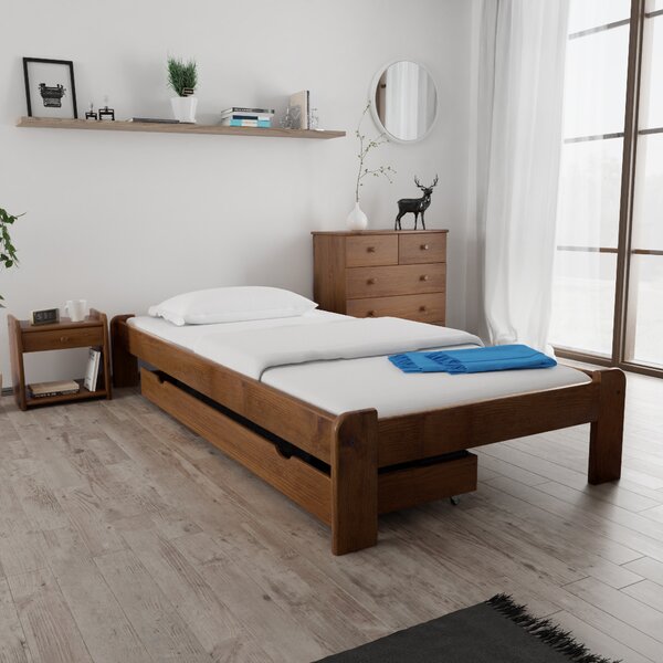 Postel ADA 80 x 200 cm, dub bez roštu s matrací Deluxe 10 cm