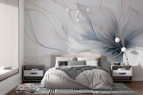 Fototapety Abstraktní modrý květ s plynulými liniemi ve stylu Fluid Art, Fototapety abstraktní, w05428 : uwalls.cz
