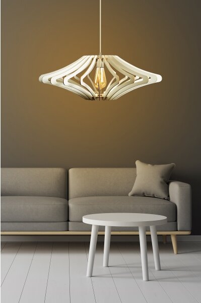 Lustr na lanku 1xE27/60W/230V bílá pr. 59 cm