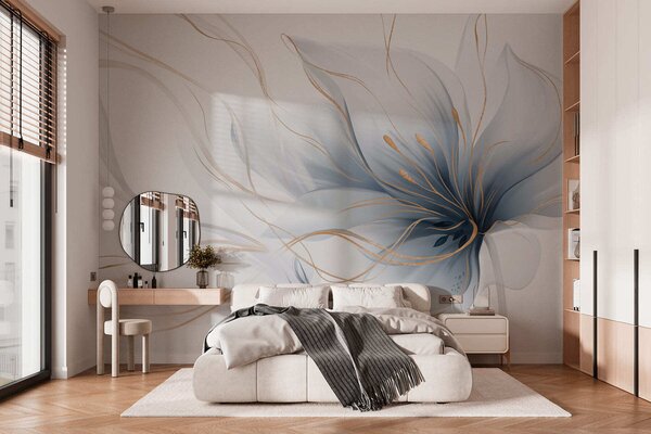 Fototapety Abstraktní modrý květ s plynulými liniemi ve stylu Fluid Art, Fototapety abstraktní, w05428 : uwalls.cz