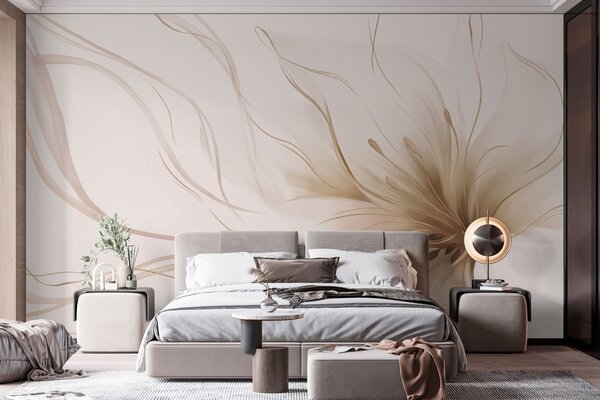 Fototapety Abstraktní béžová květina s plynulými liniemi ve stylu Fluid Art, Fototapety abstraktní, w05428v2 : uwalls.cz