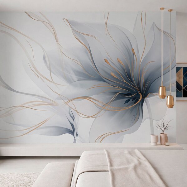 Fototapety Abstraktní modrý květ s plynulými liniemi ve stylu Fluid Art, Fototapety abstraktní, w05428 : uwalls.cz
