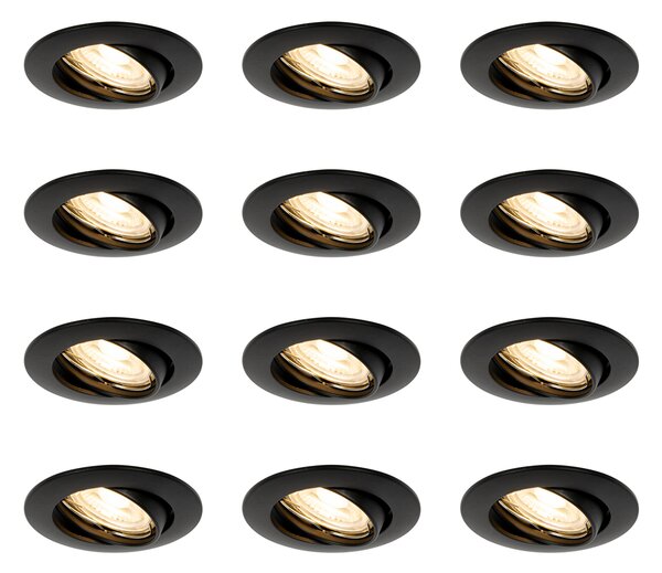 Sada 12 černých zabudovaných bodových svítidel GU10 35 mm - Edu