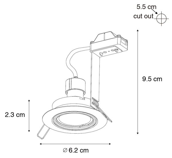 Sada 6 černých zapuštěných bodových svítidel GU10 35 mm - Edu