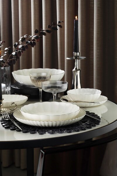 ASIR Porcelánová jídelní souprava LOTUS MINI 27 ks stříbrná