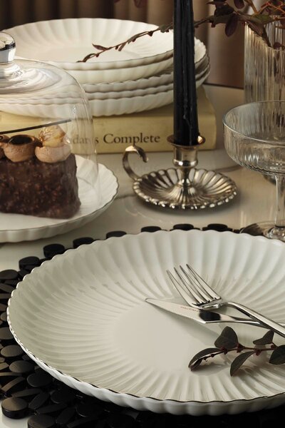 ASIR Porcelánová jídelní souprava LOTUS MINI 27 ks stříbrná