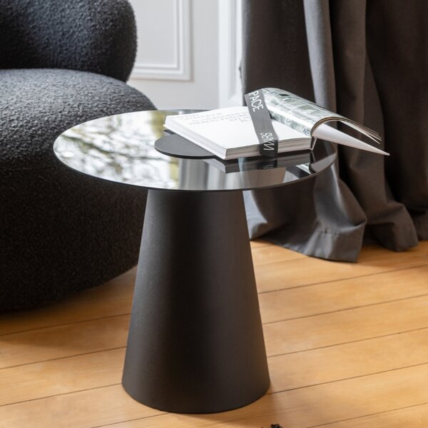 J-line Černý skleněný odkládací stolek Mirage 60 cm