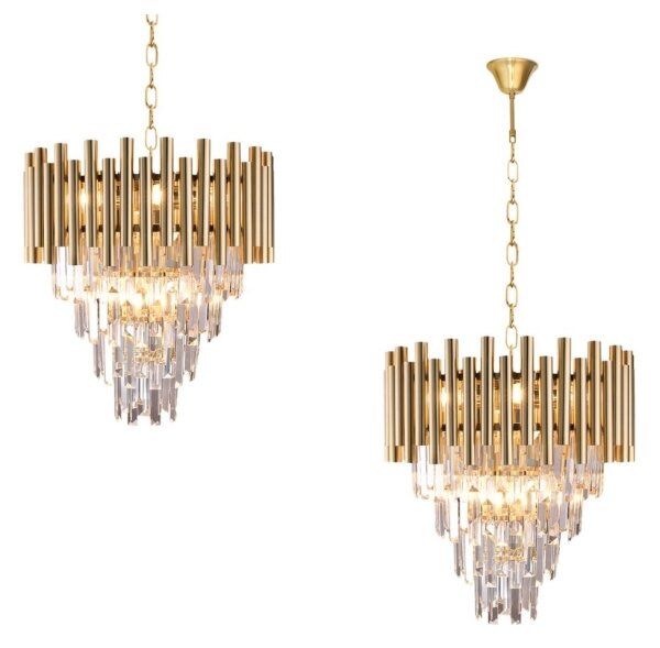 Křišťálový lustr na řetězu MADISON 9xE14/40W/230V zlatá