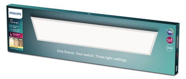 Philips Dotykový LED panel 120 x 30 cm bílý 2 700 K, stmívatelný, Bílá / opál, Pracovna / kancelář, kov