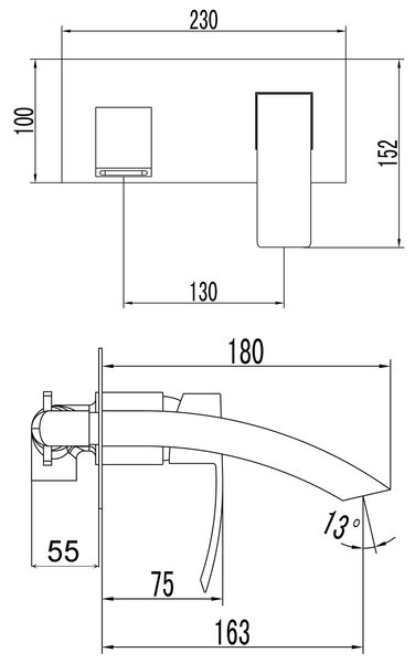 Sapho Sapho, GINKO podomítková umyvadlová baterie, černá matná, 1101-07B
