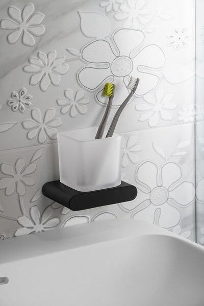 Sapho Sapho, FLORI pohár, černá matná/mléčné sklo, RF004/15