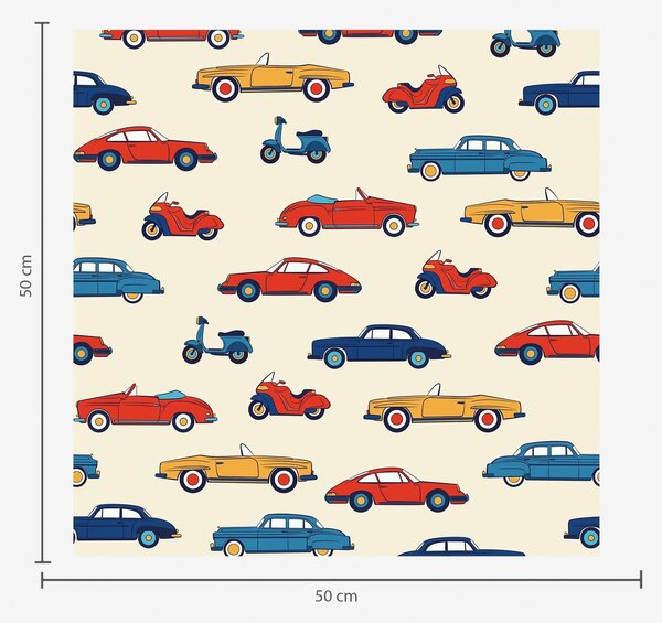 Tapety Zářivé retro automobily a skútry na světlém pozadí, Tapety vintage, a01172v1 : uwalls.cz