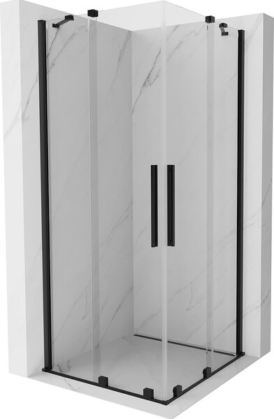 Mexen Velar Duo, sprchový kout s posuvnými dveřmi 100(dveře) x 100(dveře) cm, 8mm čiré sklo, černý matný profil, 871-100-100-02-70