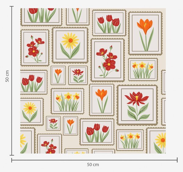 Tapety Rámované květinové ilustrace v teplých tónech, Tapety květiny, a01173 : uwalls.cz