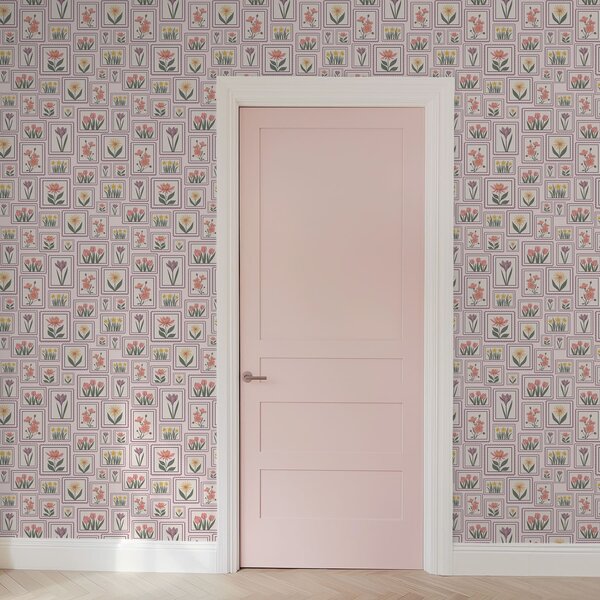 Tapety Rámované květinové ilustrace v lila odstínech, Tapety květiny, a01173v2 : uwalls.cz