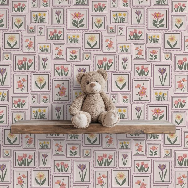 Tapety Rámované květinové ilustrace v lila odstínech, Tapety květiny, a01173v2 : uwalls.cz