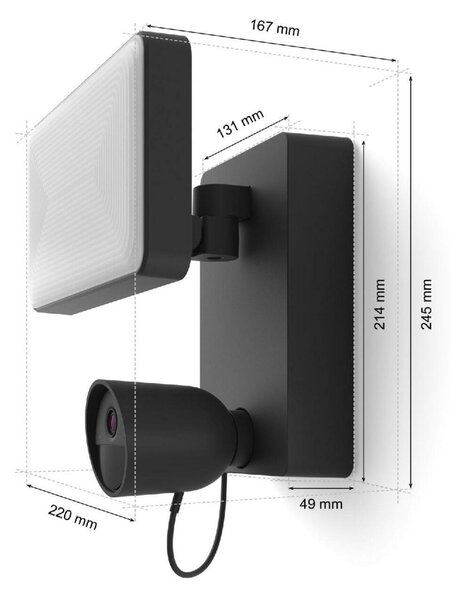 Philips HUE Floodlight venkovní nástěnné svítidlo s kamerou LED 30,5W 2250lm 2000-6500K RGB IP44,černé
