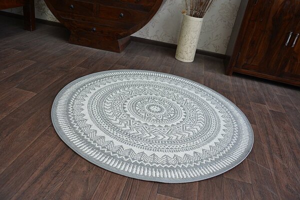 Balta Kulatý koberec Sisal FLAT 48695/637 šedý Rozměr: průměr 120 cm