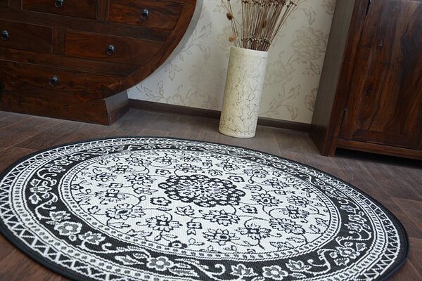 Balta Kulatý koberec Sisal FLAT 48691/690 černý Rozměr: průměr 120 cm