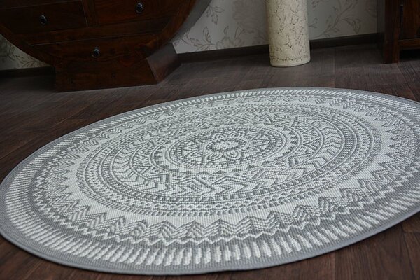 Balta Kulatý koberec Sisal FLAT 48695/637 šedý Rozměr: průměr 120 cm